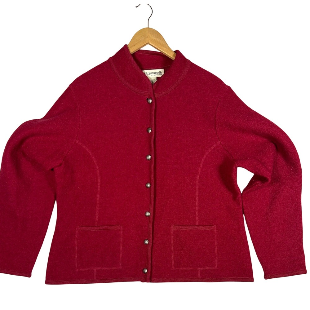 Appleseed's Women's Red Button Front Wool Cardigan Sweater Size XL